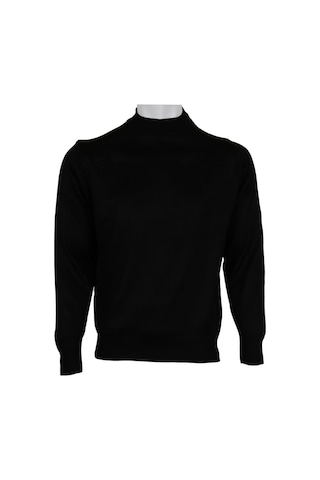 Erkek Siyah Kazak Yarım Balıkçı Yünlü Klasik Normal Kesim Rar0079