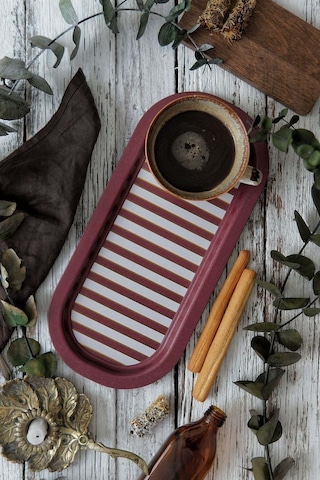 Festival Desenli Baton Metal Tepsi, 16 X 35 Cm