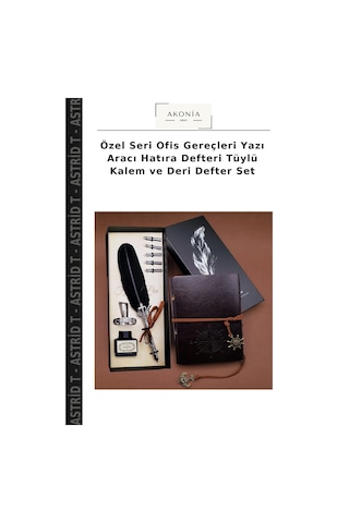 Özel Seri Ofis Gereçleri Yazı Aracı Hatıra Defteri Tüylü Kalem Ve Deri Defter Set Çok Renkli