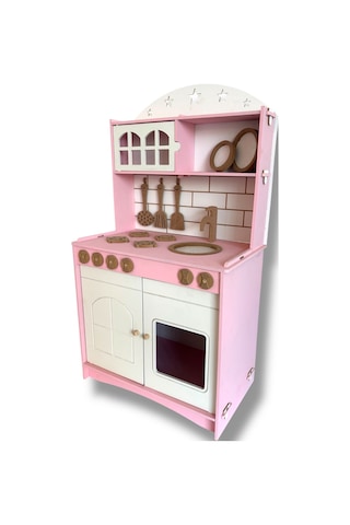 Pembe Boyalı 2 Kapaklı Oyuncak Mutfak Ekonomik Seri