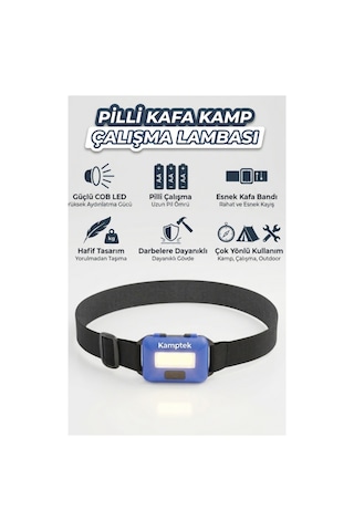 Kamptek Ultra Hafif Pilli Led Kafa Lambası - Kamp Ve Doğa Yürüyüşü Aydınlatması Renkli