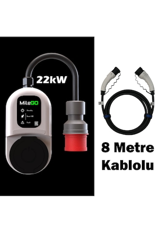 Milego 22kw Şarj İstasyonu 8 Metre Kablolu Set Mobil Taşınabilir Elektrikli Araç Şarj Ünitesi 22 Kw