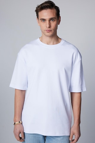 Tudors Unisex Oversize Geniş Kesim Pamuklu Yumuşak Dokulu Basic Bisiklet Yaka Beyaz Tişört-30842-beyaz Beyaz