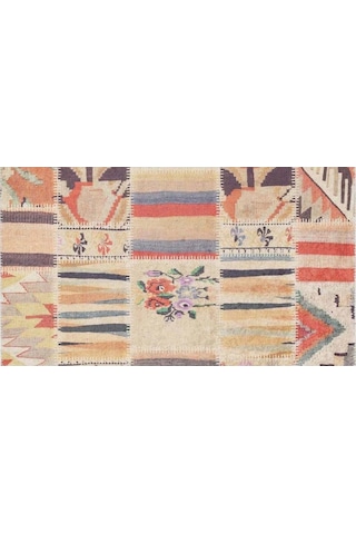 Piksel Halı Turuncu Patchwork Desen Dijital Baskı Halı Çok Renkli