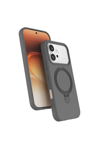 Honor 600 5g Kılıf M-safe Şarj Özellikli Standlı Zore Samara Kapak - Titanyum-gri