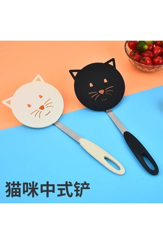 Wok Spatula Modern Isıya Dayanıklı Güvenli Mutfak Spatulaları Kaymaz Omlet Kürek Siyah