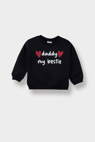 Defacto Kız Bebek Bisiklet Yaka Baskılı İçi Yumuşak Tüylü Sweatshirt E9214a525aubk27 Siyah