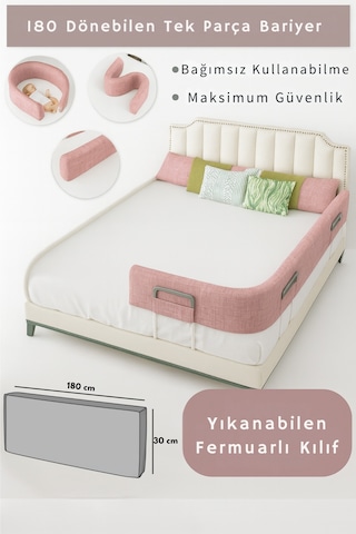 Miralay Yeni Nesil Yatak Bariyeri 180 CM Pembe