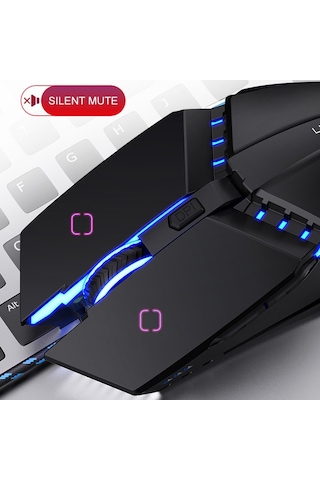 Yındıao 6 Tuşlu Oyun Ofisi Usb Sessiz Mekanik Kablolu Fare Siyah Diğer
