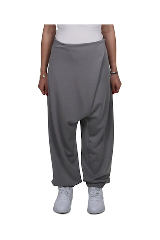 Kadın Modal Kumaş Yumuşak Dokulu Gri Şalvar Pantolon Gri