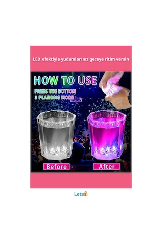 Renkli Led Parlayan Fiber Optik Glow Işıklı Bardak 1 Adet Çok Renkli