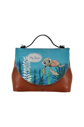 Dogo Kadın Vegan Deri Kahverengi El Çantası - Caretta-hey Dude Tasarım Multicolor