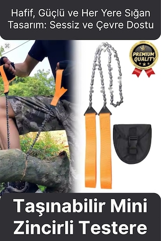 Çok Amaçlı Saplı Taşınabilir Güçlü Dayanıklı Ergonomik Hafif Çantalı Mini Manuel Zincirli Testere