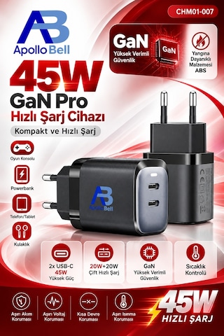 Apollobell Chm01-007 45w Gan Pro Şarj Aleti