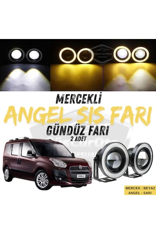 Fiat Doblo D3 2010-2015 Uyumlu Üniversal Mercekli Angel Sis Farı Metal Su Geçirmez 76 Mm Sarı Gündüz Farı Angel Sis Farı 57693439