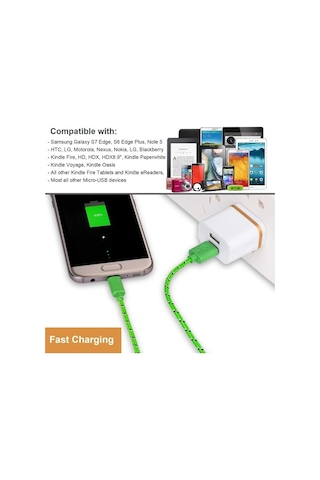 Prestigegoods 2.4a Mikro Usb Hızlı Şarj Kablosu - 2m/3m - Samsung S6 S7 Huawei Htc Uyumlu Android Tablet Ve Cep Telefonu Kablosu