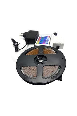 Electroon Silikonlu Kumandalı Adaptörlü Tek Çip Rgb Şerit Led 5mt 5 METRE