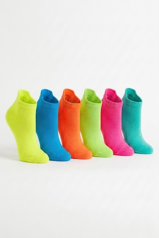 Socketta Kadın Mikrofiber Dikişsiz 6'lı Karışık Renk Patik Çorap Premium Çok Renkli