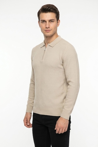 Foterman Erkek Spor Polo Yaka Mevsimlik Kazak Bgl-st05443 Taş Melanj