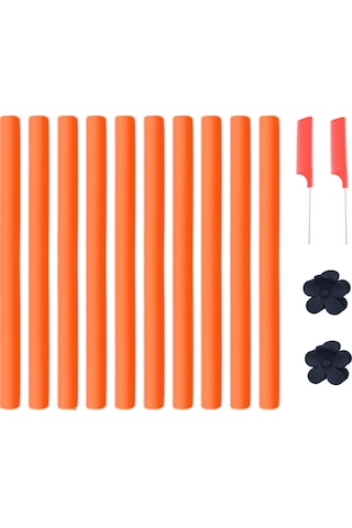 Samdoo Turuncu Esnek Kendi Kilitleyen Şimşek Saç Kıvırcıkları Seti - 40 Adet Roller, 2 Tane Çelik İğne Tarak Ve 2 Tane Saç Klipsi İle Saç Stili Oluşturma Aracı