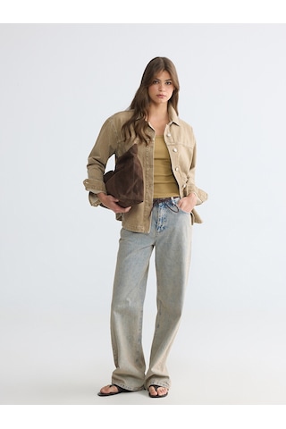 Lcwaıkıkı Classic Mavi Oversize Kadın Jean Ceket