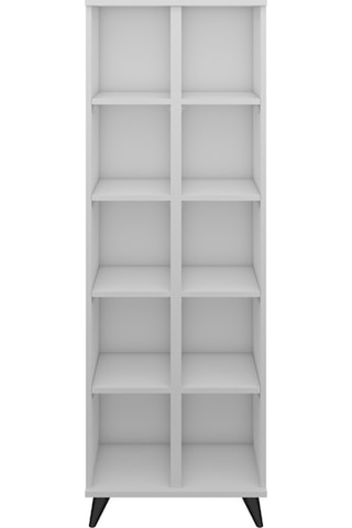 Simple Kitaplık 8 Raflı 60x30x176 Beyaz Beyaz