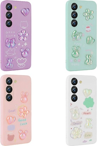Galaxy Uyumlu A54 Kılıf Kabartma Figürlü Parlak Hptk Toys Silikon Kapak - Beyaz Beyaz