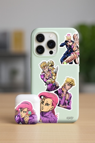 Jojo No Kimyou Na Bouken Part 5 Anime Telefon Laptop Yapışkanlı Folyo Sticker Paketi 25 Adet Çok Renkli