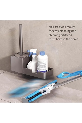 Delinmeyen Tuvalet Fırçası Tutucu, Raflı, Ev Tipi Tuvalet Fırçası Siyah