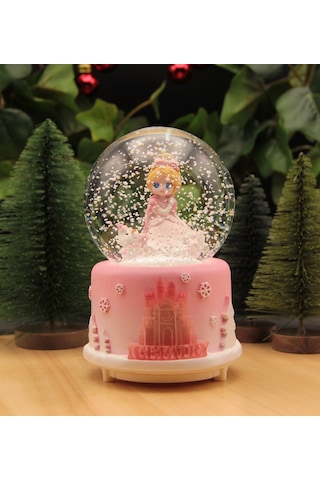Frozen Elsa Işıklı Ve Müzikli Kar Küresi Büyük Boy - Pembe