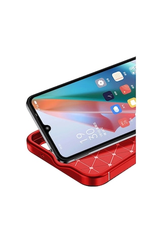 Uray Store Samsung Galaxy Uyumlu  A06 Kılıf Auto Focus Karbon Kapak - Kırmızı