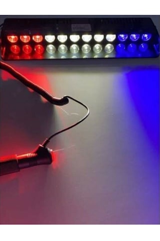 S12 Cam İçi Vantuzlu Polis Lambası 12 Ledli Kırmızı Beyaz Mavi Çakmaklık Girişli 3 Renk (00) (ŞüsCarOto Aksesuar)
