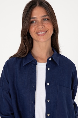U.S. Polo Assn. Kadın Lacivert Uzun Kollu Keten Tunik Gömlek 50299794-VR033