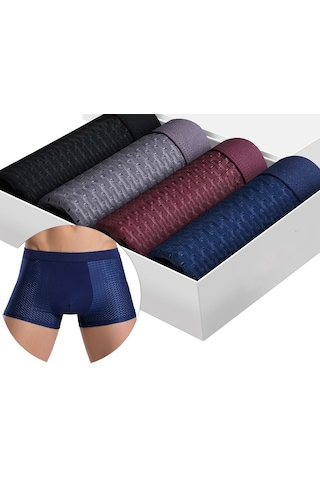 Ece's Desing Buz İpek Erkek Boxer 4 Parça 1001 Gri-bordo-lacivert-siyah