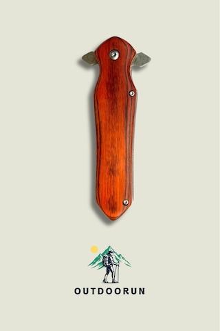 Outdoorun İki Ağızlı Ahşap Sapılı Outdoor Kamp Çakı - 21 Cm Kahverengi