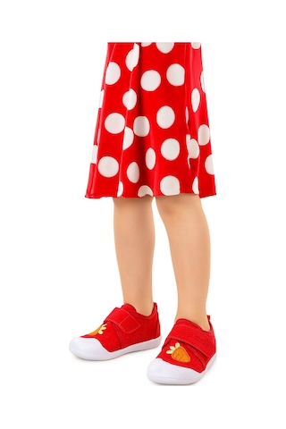 Kiko Kids Strawberry Cırtlı Kız Bebek İlk Adım Panduf Ayakkabı Kırmızı