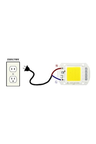 Projektör 50 Watt Led Çip Cob Beyaz Işık 220 Volt Ac