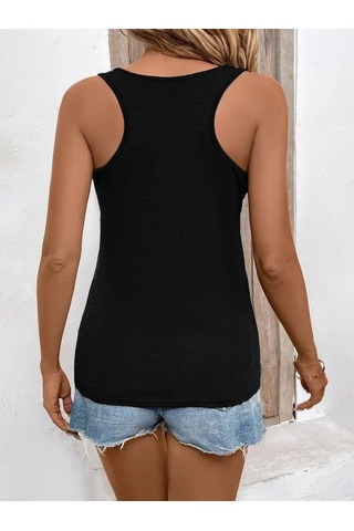 Ge Ticaret Kadın Askılı Yuvarlak Yaka Kalp Baskılı Viskon Bluz Siyah