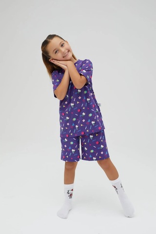 Hello Kitty Kız Çocuk Kısa Kollu Şortlu Pamuklu Pijama Takımı Renklı