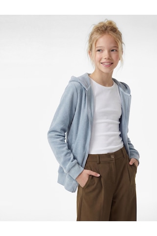 Koton Uzun Kollu Fermuarlı Kapşonlu Polar Sweatshirt Mavi 6wkg30056ak