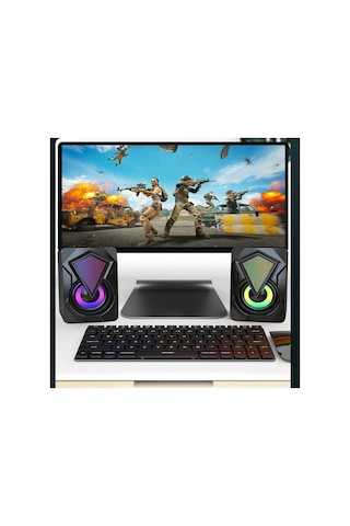Rgb Işıklı Gaming Pc Bilgisayar Hoparlörü 1 + 1 Speaker X2