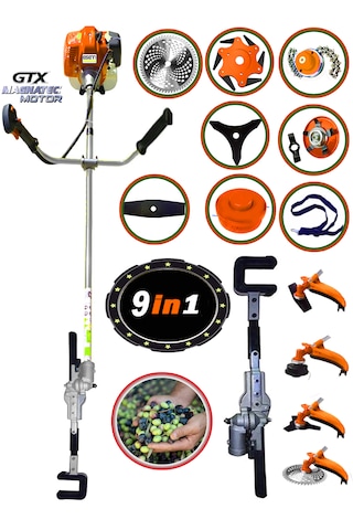 Eisenn 2000 Seri Yan Tip Benzinli Motorlu Tırpan + Zeytin Badem Hasat Makinesi 10 Parça Özel Set