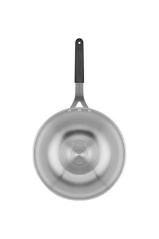 Çelik Wok Tava 26cm - Silikonlu Sap Gri