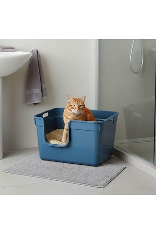 Herniks Tanos Yarı Açık Kedi Tuvaleti 54x40x32 - Mavi