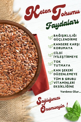 Trabzon Yöresinden Sağlık Dostu Yüksek Lifli Yerli Mahsul Keten Tohumu Linum Usitatissimum 110gr