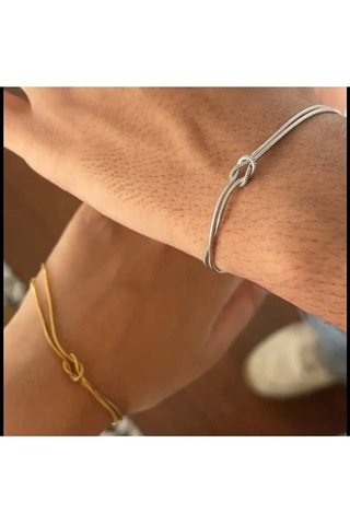 Çelik Bileklik İkili Set Sevgili Dostluk Bilekliği Hediye Bileklik Çelik 1 Gold, 1 Gümüş Çok Renkli
