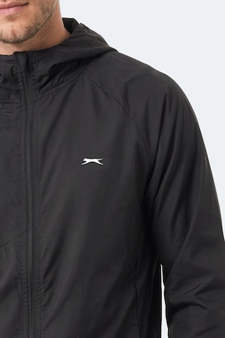 Slazenger Rephar Erkek Kapüşonlu Fermuarlı Siyah Yağmurluk