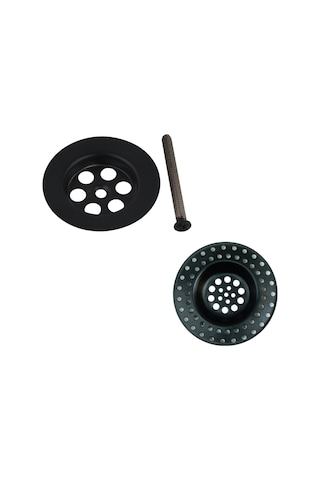 Siyah Lavabo Süzgeci Ve Seyyar Süzgeç Çöp Tıkacı Siyah