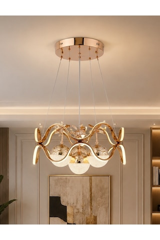 Ey-El Tasarım Modern 4 Lü Ledli Gold 3 Renk Sarkıt Avize Gold