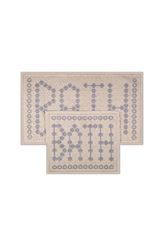Bath Doğal Pamuklu 2'li Banyo Paspas Seti 60x100+50x60 Cm Gri Gri
